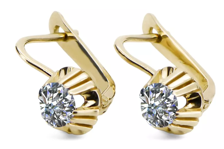 Kolczyki Styl Vintage Cyrkonia 14k żółte złoto vec027y